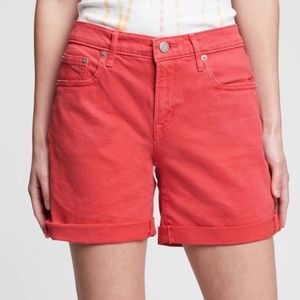 GAP Coral Red Bermuda High Rise Denim Shorts